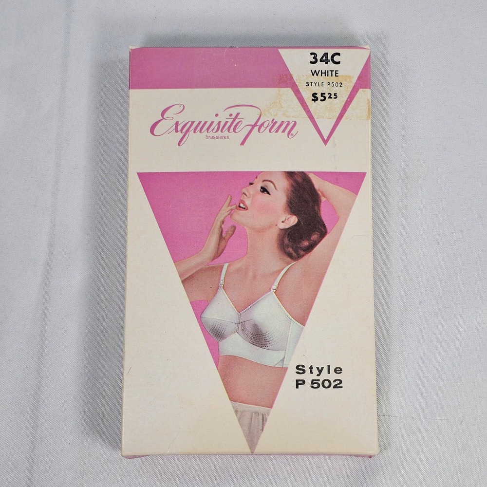 New Vintage Exquisite Form White Bra Style P502 Bullet Bra 34C Cone Bra NIB